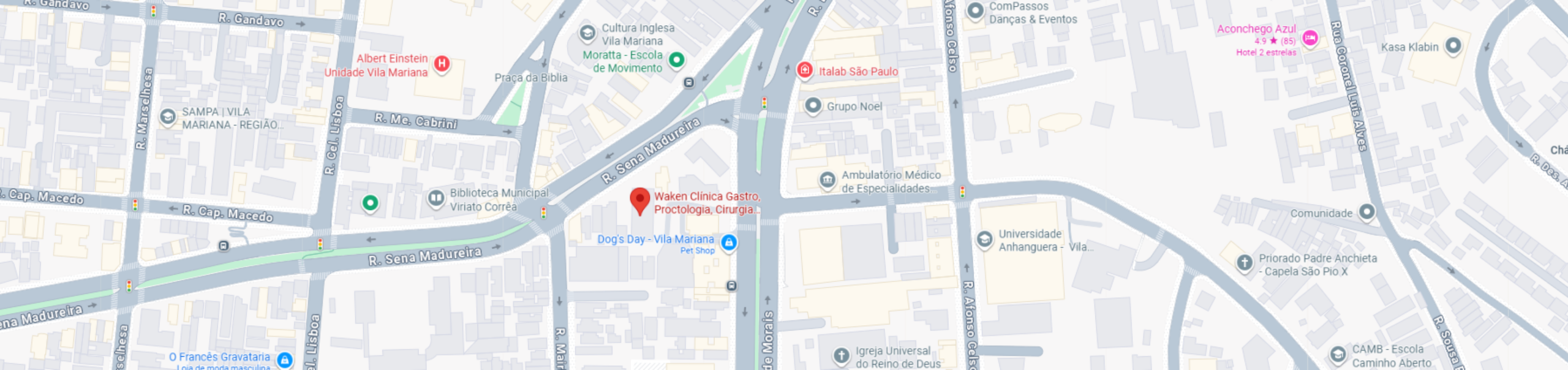 Mapa da localização da Waken Clínica na Vila Clementino
